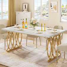 160cm White Marble Dining