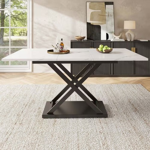 Extendable dining table white - extendable,