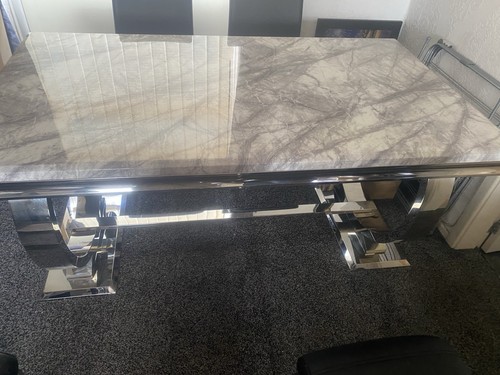 Marble and crome dining - , table